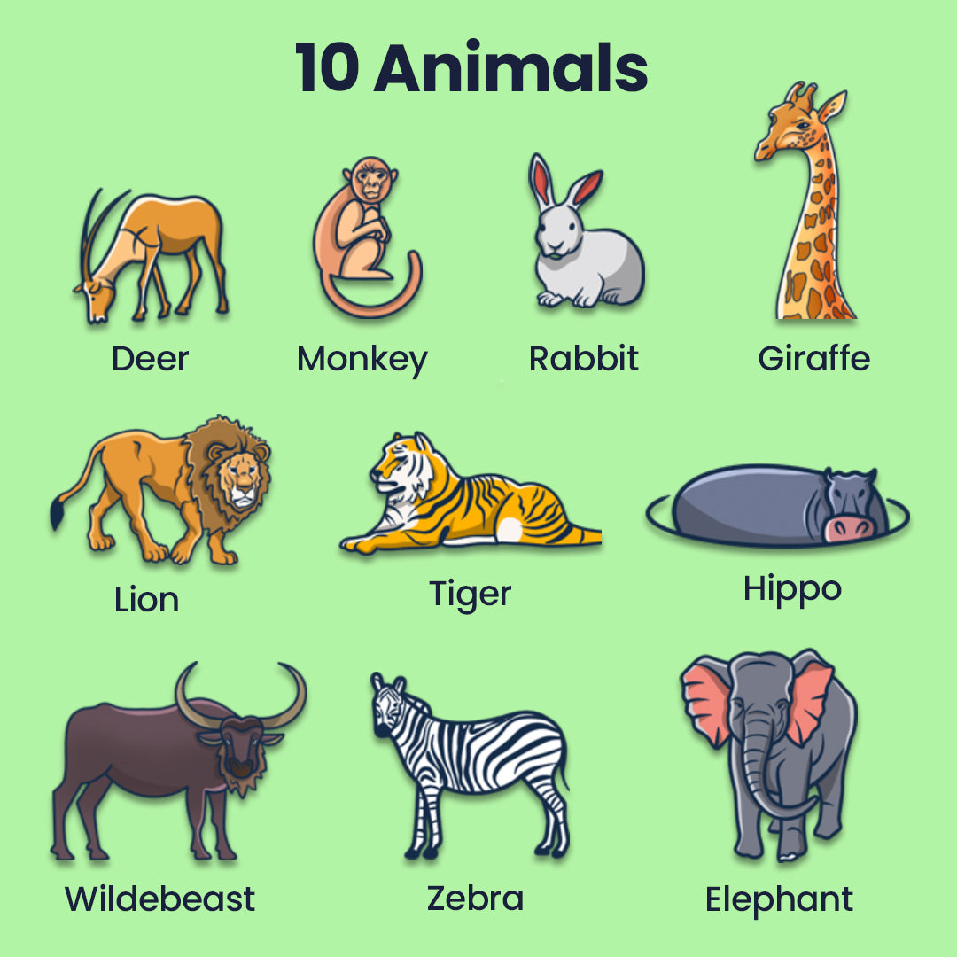 Jungle Animals Wooden Floor Puzzle (Ages 3+) with Flash Cards