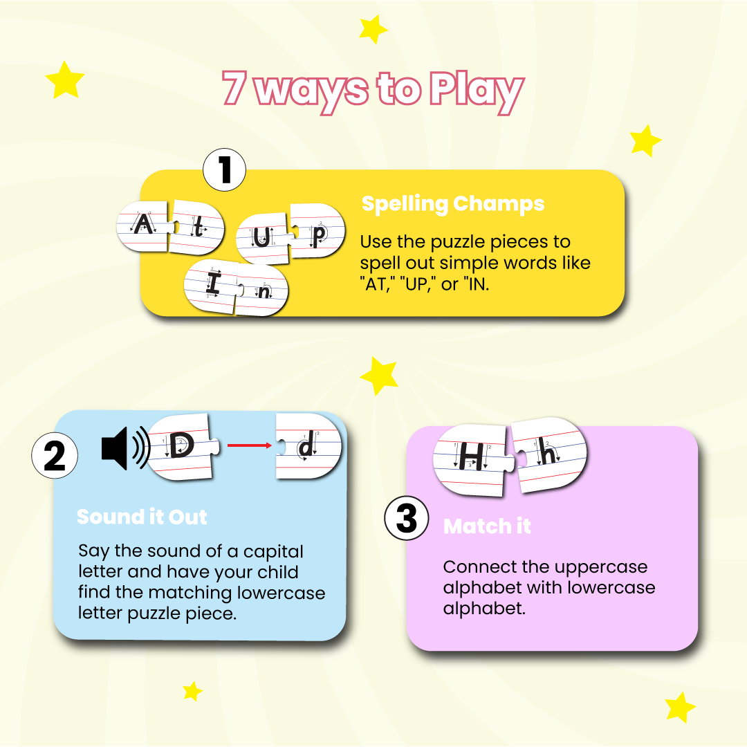7 ways to play capital and small letter puzzle part 2