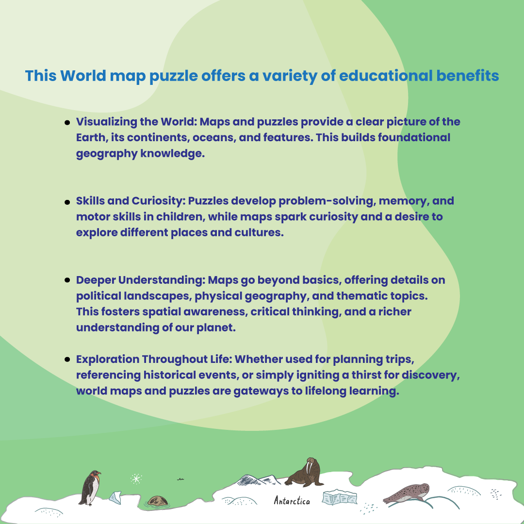 World Map Educational Puzzle 80 Pieces (Ages 5+)