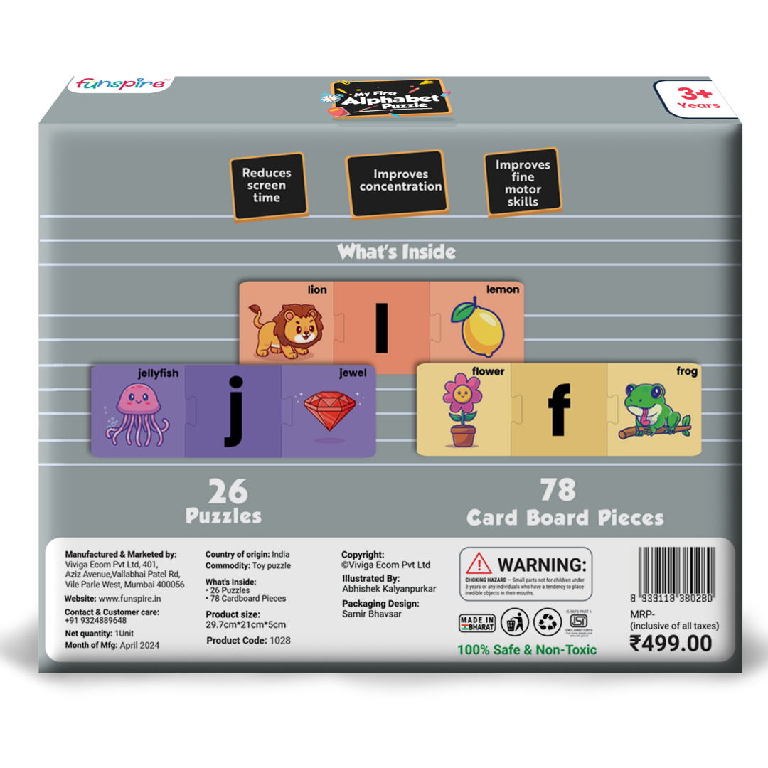 My First Alphabet puzzle box back side