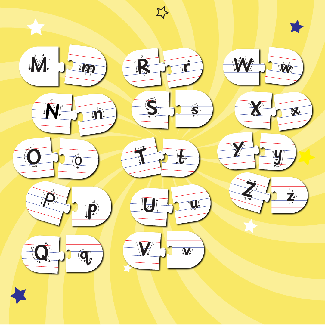 Alphabets M to Z in in capital and small letter puzzle