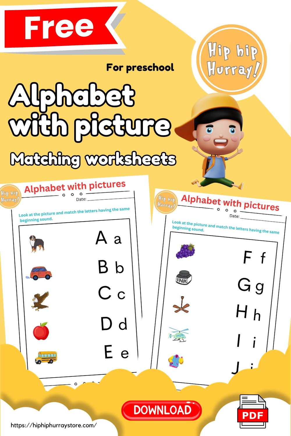 Alphabets with Picture Worksheets