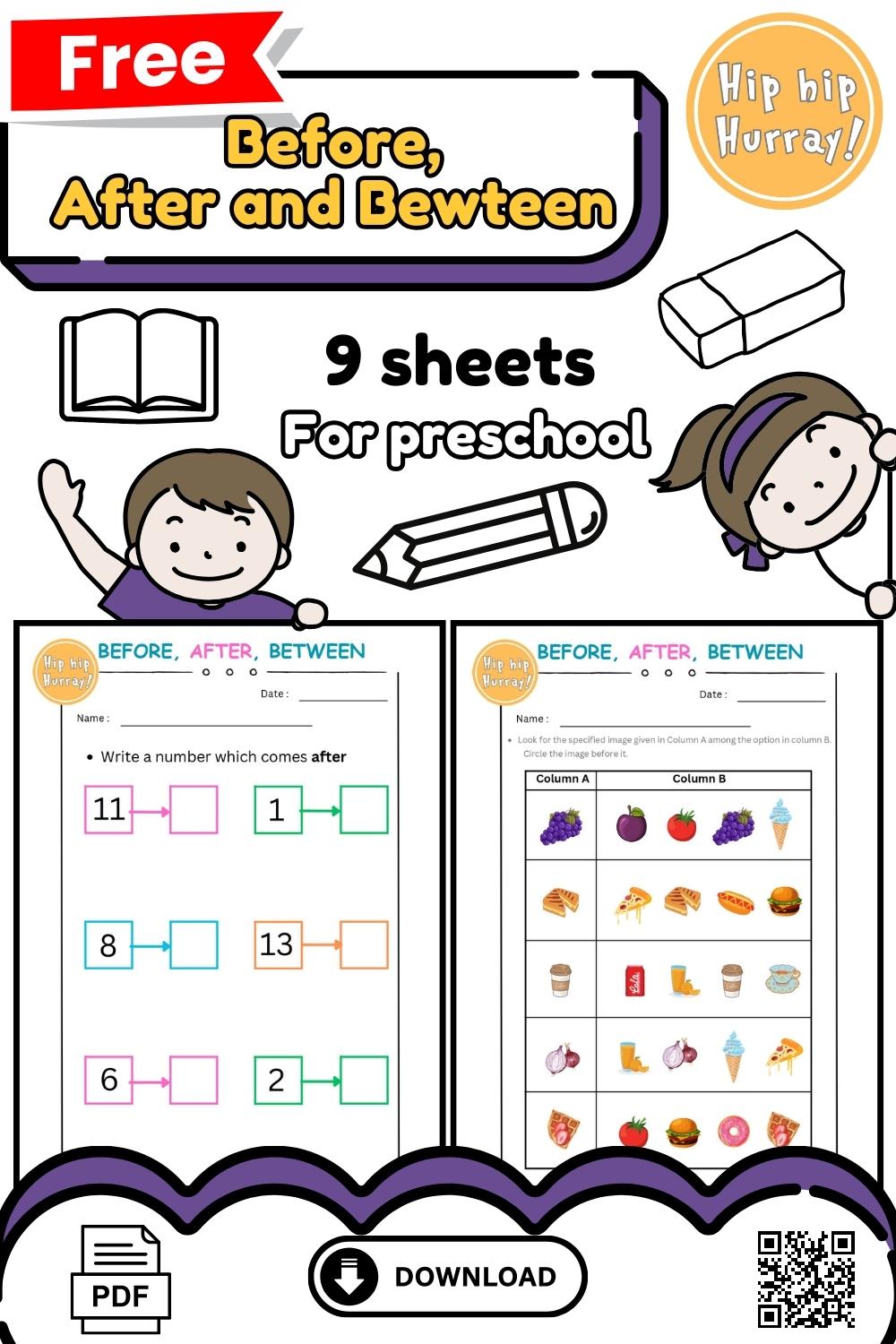 Before, After & Between Worksheets