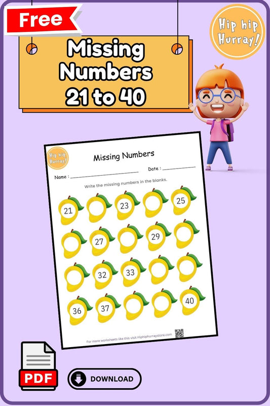 Missing Numbers 21 to 40