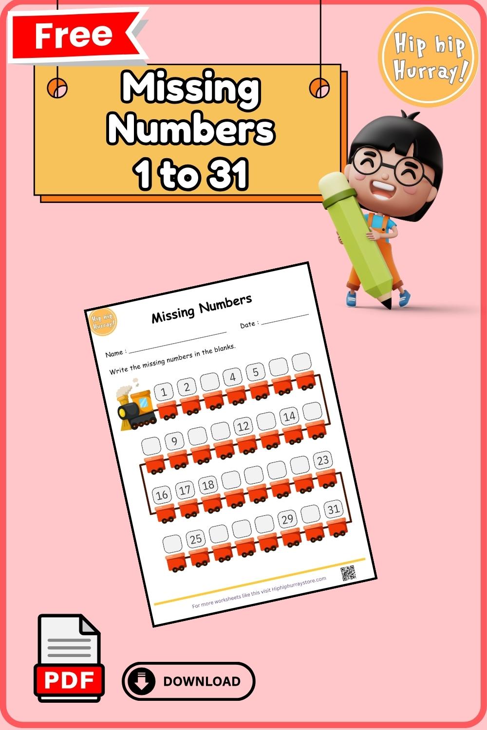 The Ultimate Worksheet for UKG Students: Missing Numbers 1-31