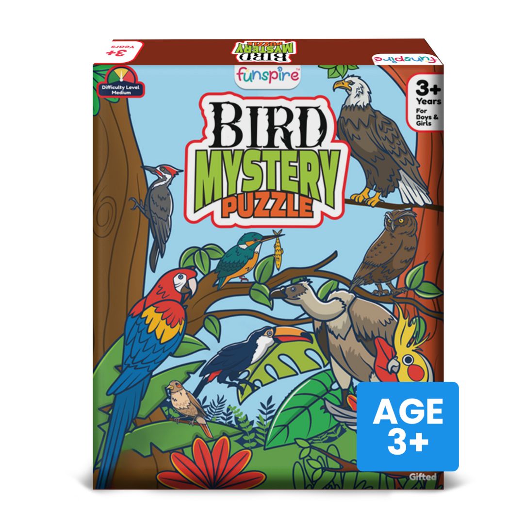 Rainforest Birds Wooden Floor Puzzle (Ages 3+) with Flashcards