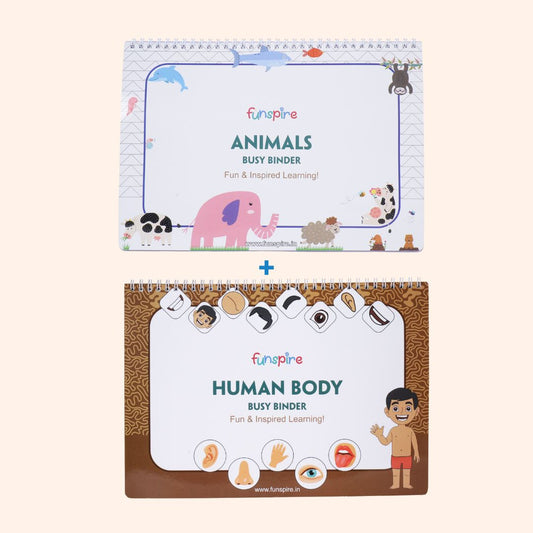 🐾 Curious Little Learner Combo (Ages 2+) - Animals + Human Body Binders