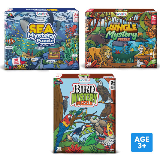 Sea mystery jungle mystery and bird mystery puzzle combo pack