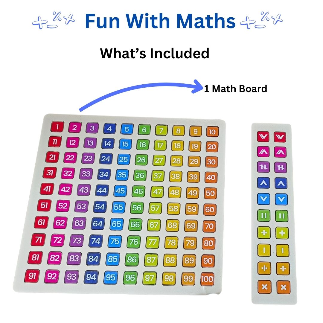 Fun With Maths : 100 Frame Wooden Board With Numbers & Beads