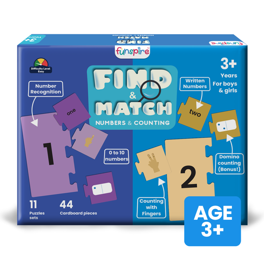 find and match Number counting Puzzle for 3 + age group front side
