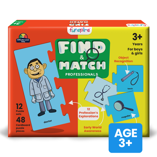 find and match Professions Puzzle for 3 + age group front side
